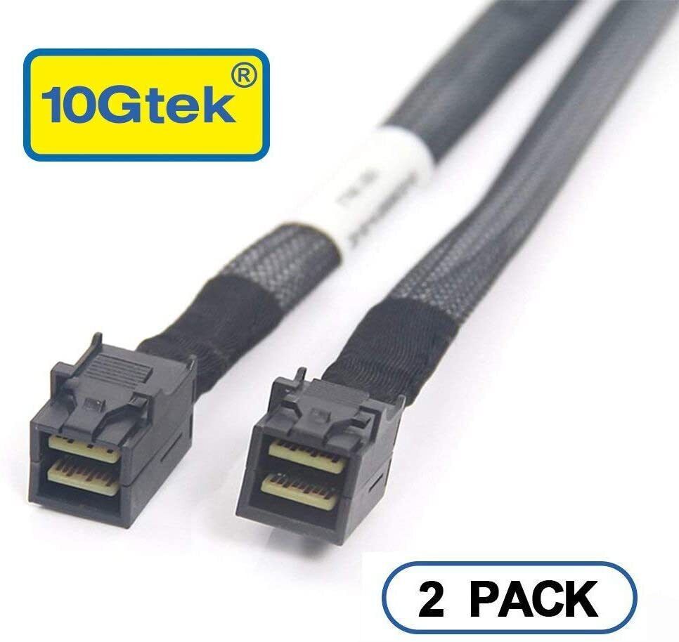 2 Pack 12G Internal Mini SAS Cable SFF-8643 to SFF-8643 100 Ohms 30AWG 1 Meter