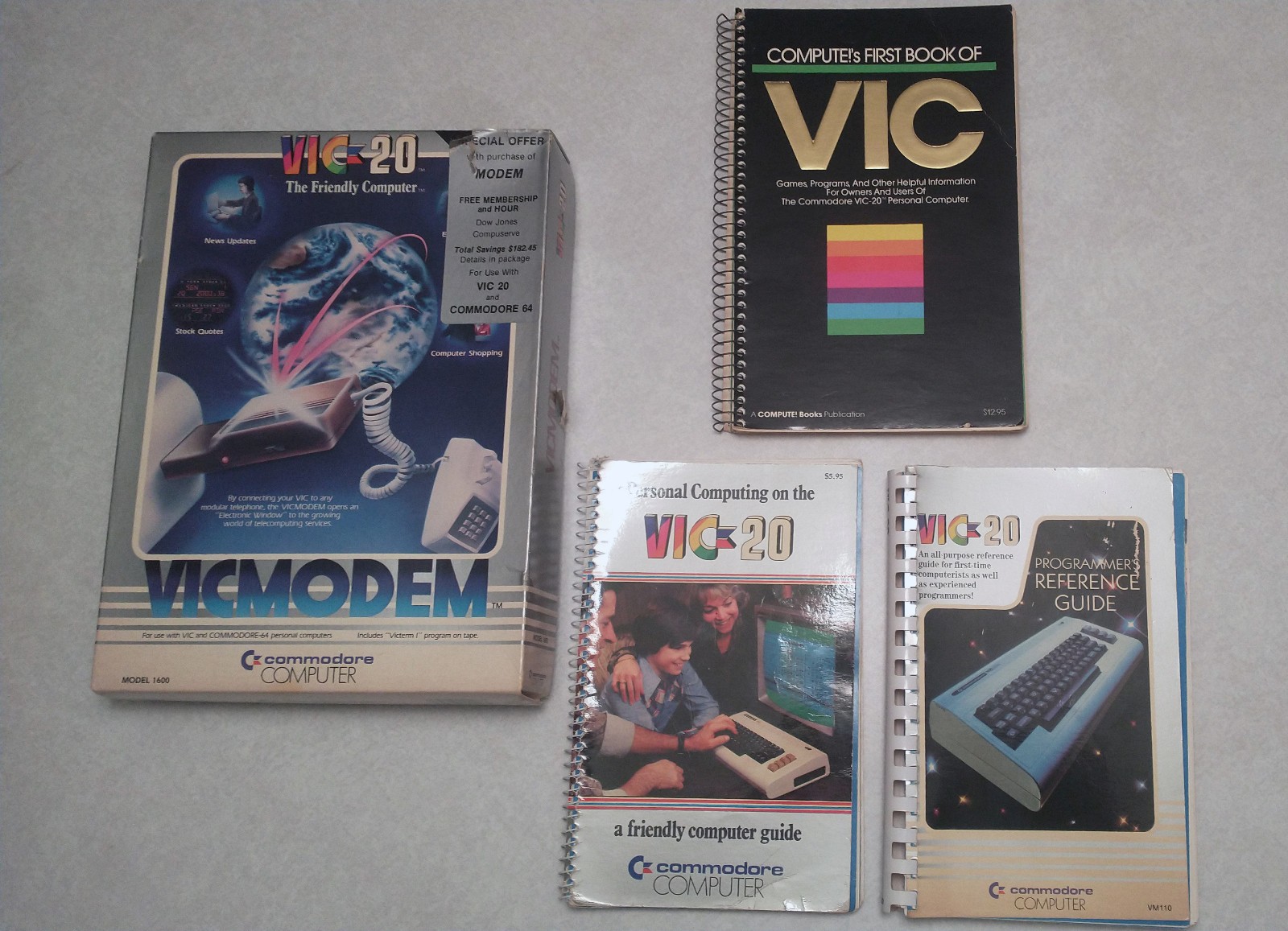 Vintage Commodore VIC-20 - 1600 VICMODEM Complete In Box  and 3 VIC-20 Books