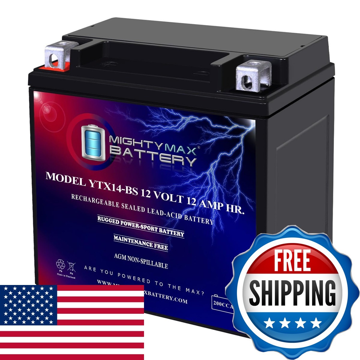 Mighty Max Battery YTX14-BS Battery Replacement for Mercedes Backup Auxiliary