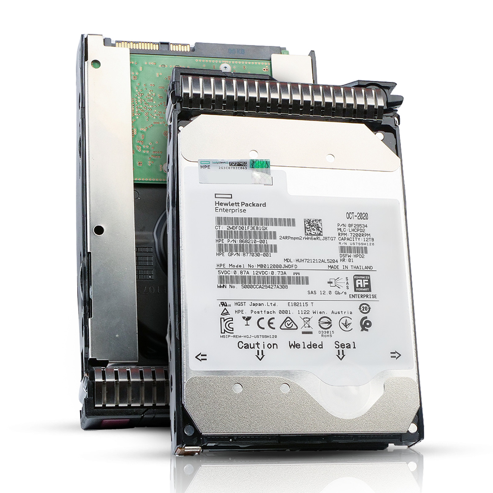 HP Generation 8 12TB MB012000JWDFD 868210-001 7.2K RPM SAS 12Gb/s 512e 3.5" HDD