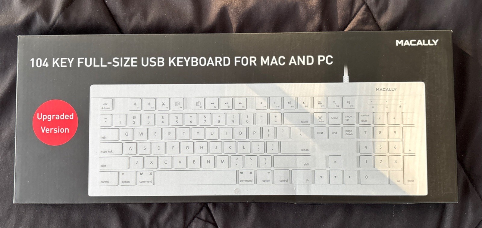 Wired Keyboard for MAC or PC 104 Key Full Size Macally NEW