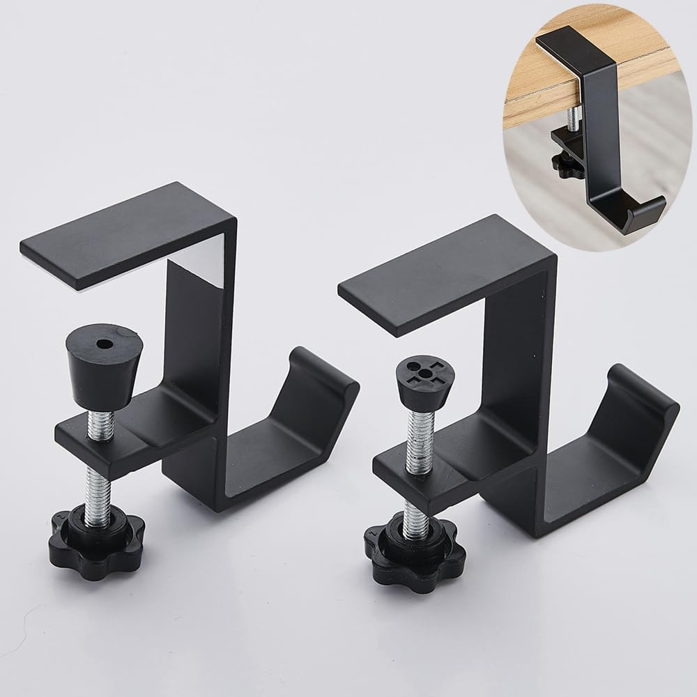 2Pcs Clamp-On under Desk Headphone Holder Students' Desk Hook Women'S Bag Hook