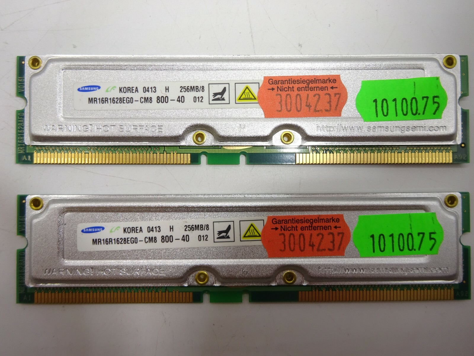 Samsung 512MB (2x256MB) RDRAM MR16R1628EG0-CM8 256MB/8 800-40 #R855