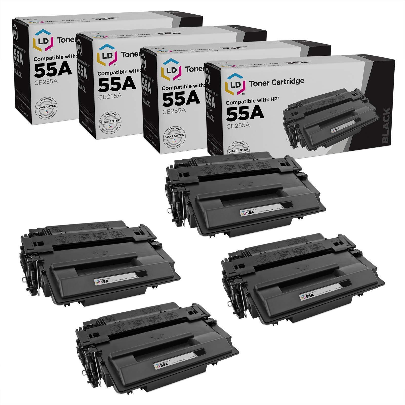 LD Products Replacements for HP 55A 55 CE255A CE255 Toner Cartridge (4PK)