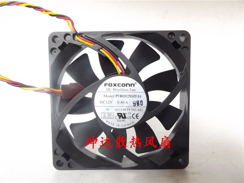 1 PCS Foxconn Fan PV801512MSPF0A DC12V 0.40A 8015 8CM fan 3 Pin cooling fan