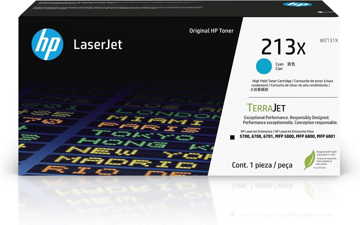 HP 213X High Yield Cyan Original LaserJet Toner Cartridge, W2131X