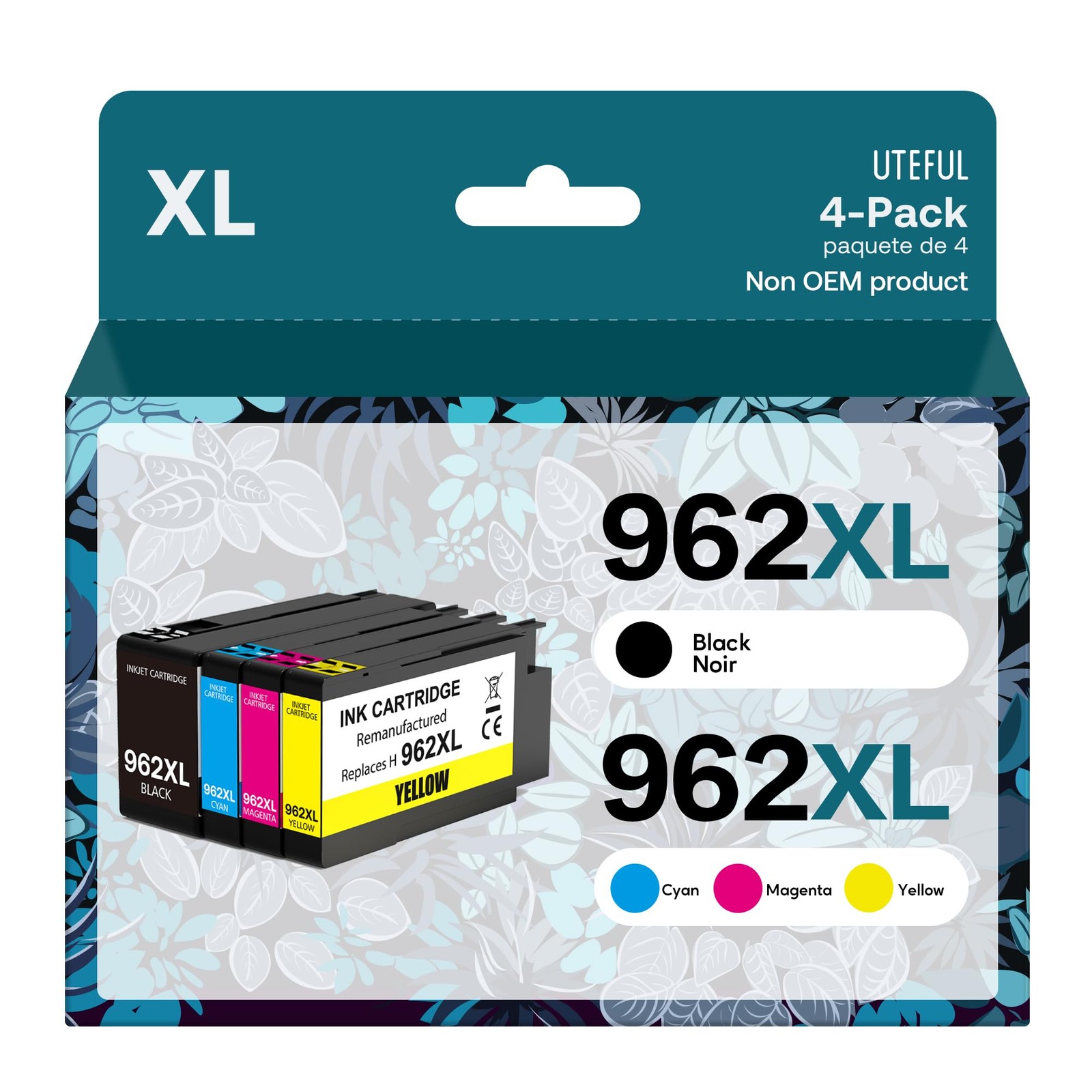 4Pk 962XL Ink Cartridges for HP 962 OfficeJet 9010 9015 9016 9018 9020 9025 9028