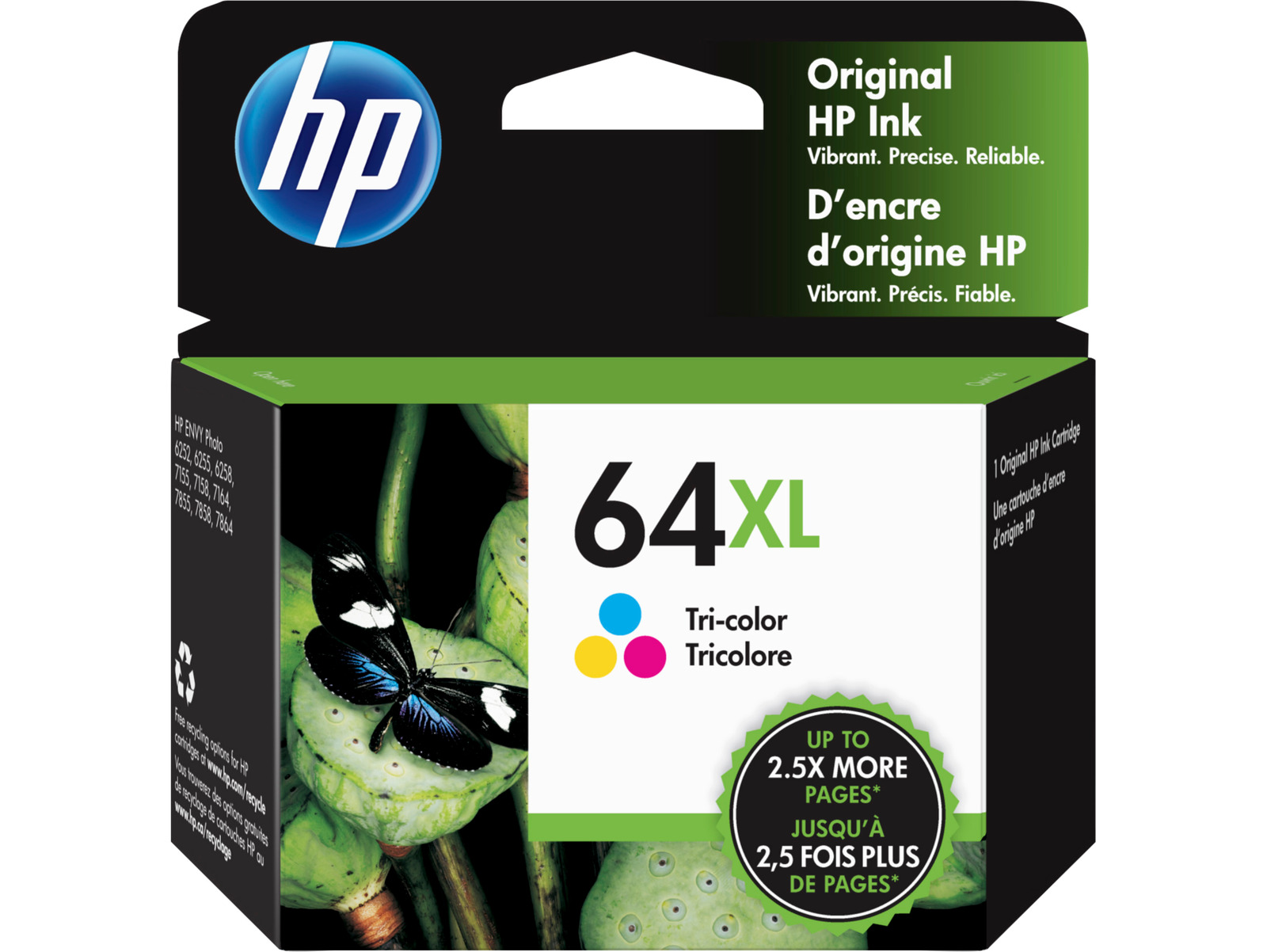 HP 64XL High Yield Tri-color Original Ink Cartridge, ~415 pages, N9J91AN#140