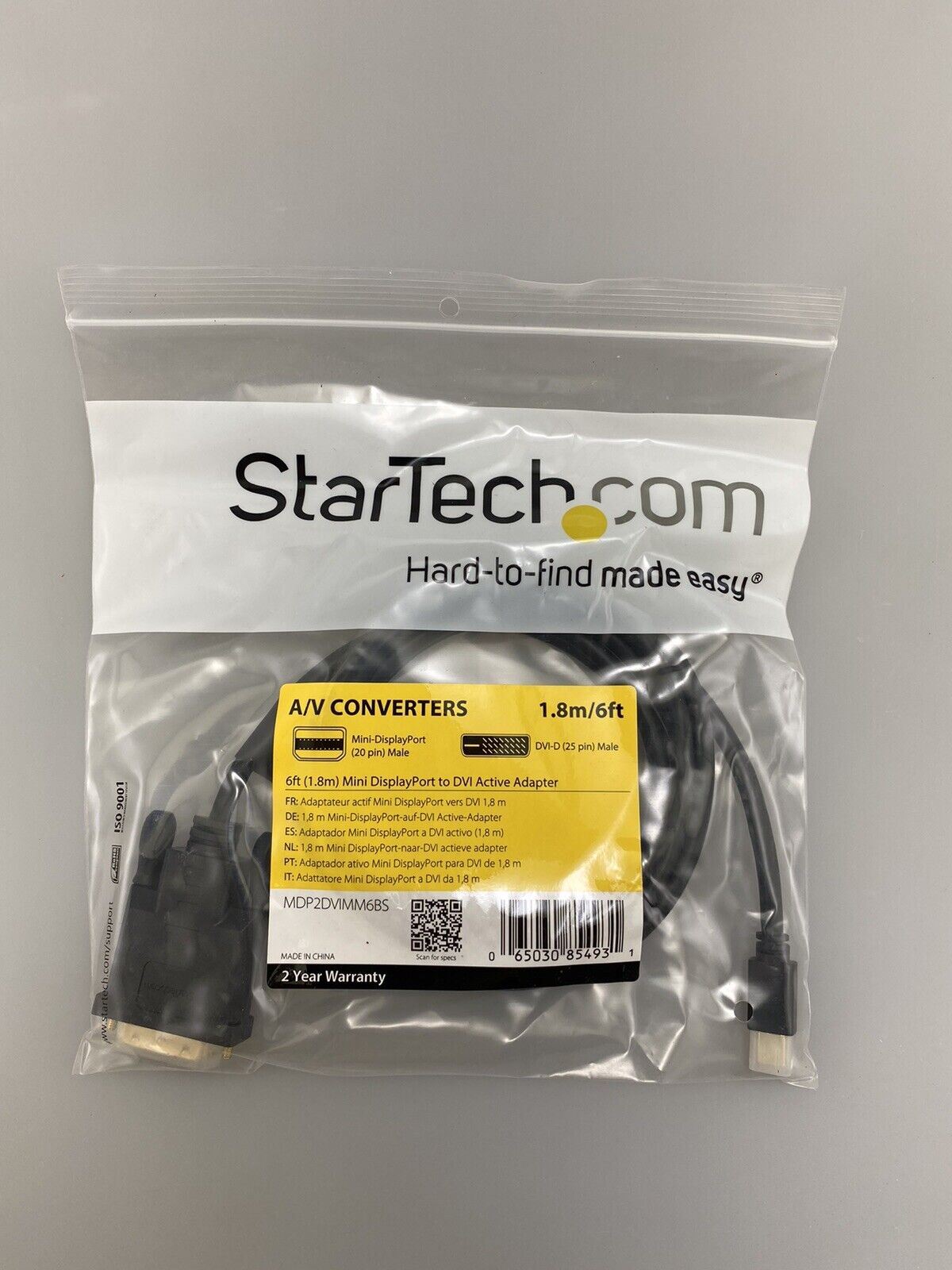 StarTech.com DP2DVIMM6BS DisplayPort to DVI Active Adapter 6 ft New Sealed