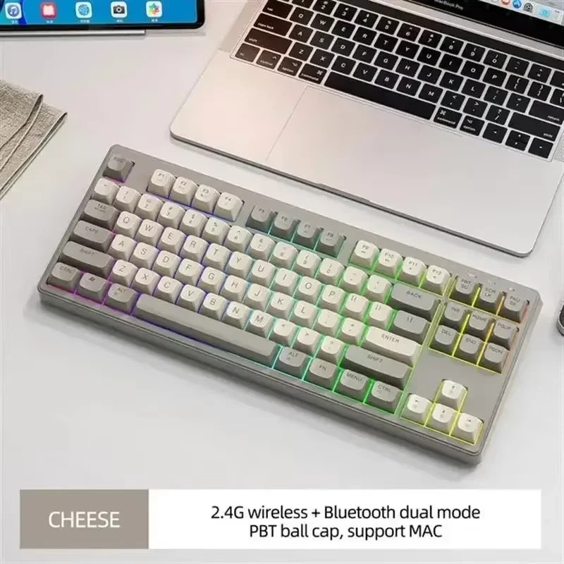 FreeWolf M87 Dual Mode Wireless Mechanical Keyboard Keycaps Mute Keyboard PBT