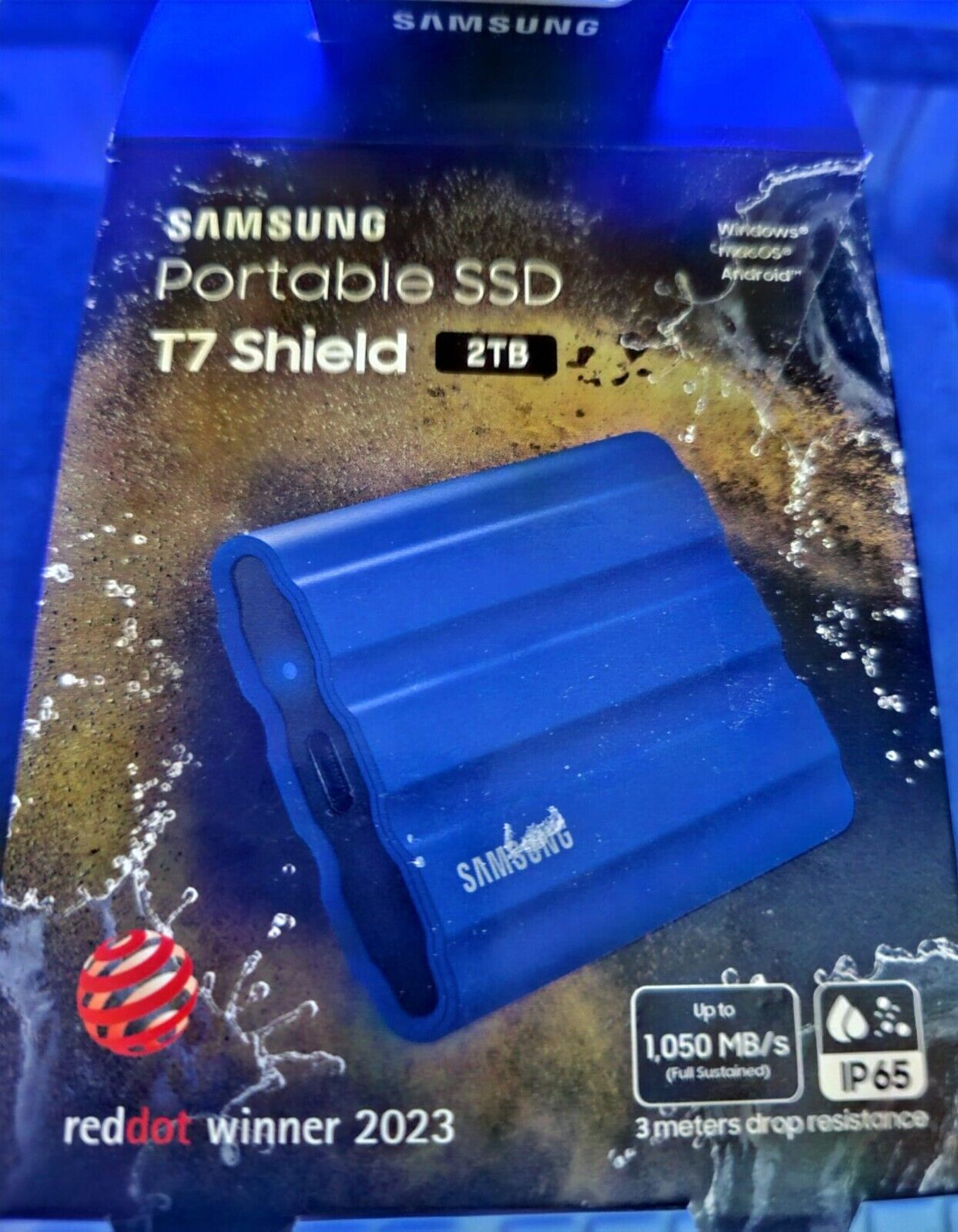Samsung T7 Shield 1TB USB 3.2 Gen 2 Type-C External SSD - Blue (MU-PE1T0R/AM)