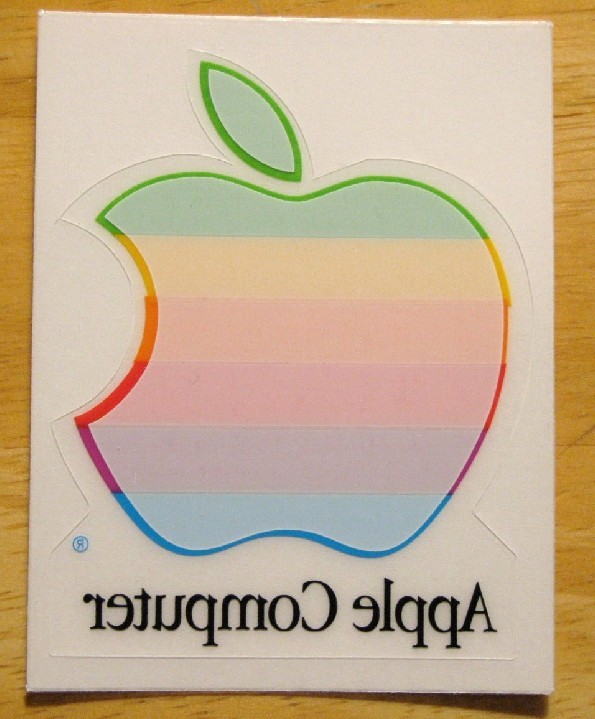 NEW Original 1980s APPLE Computer Rainbow Logo Window Cling DECAL Reusable NICE
