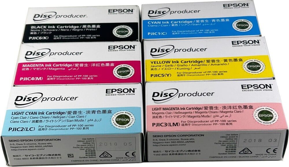 6 Pack Genuine Epson Discproducer Ink Cartridge PJIC for PP-100 Series