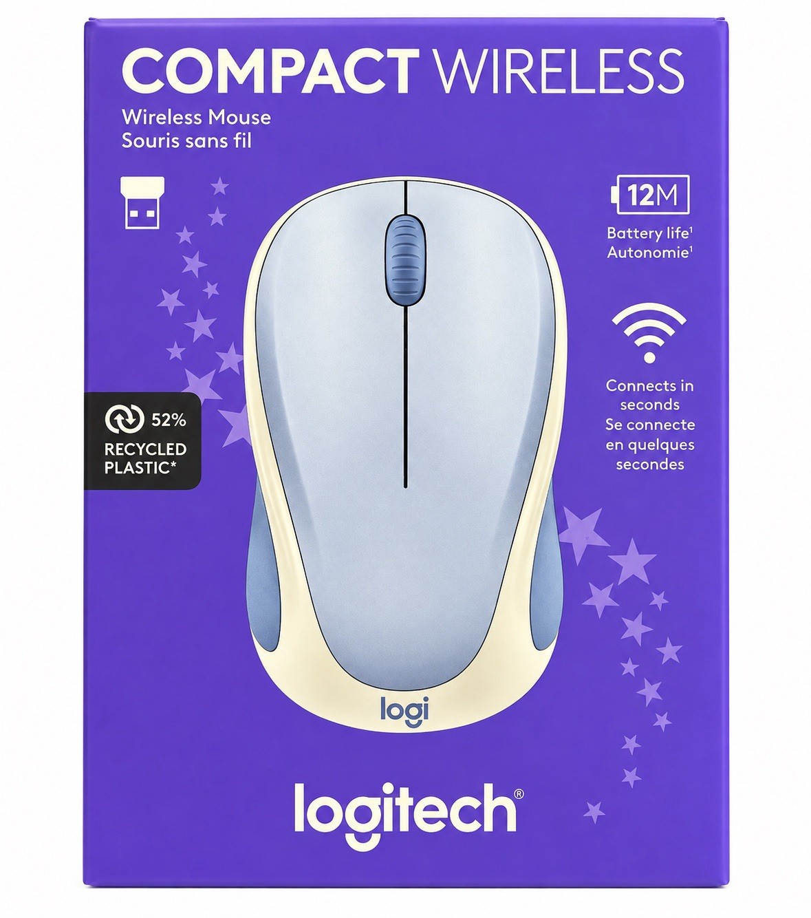 New Logitech M317c Compact Wireless Mouse Blue White USB-A 910-007866