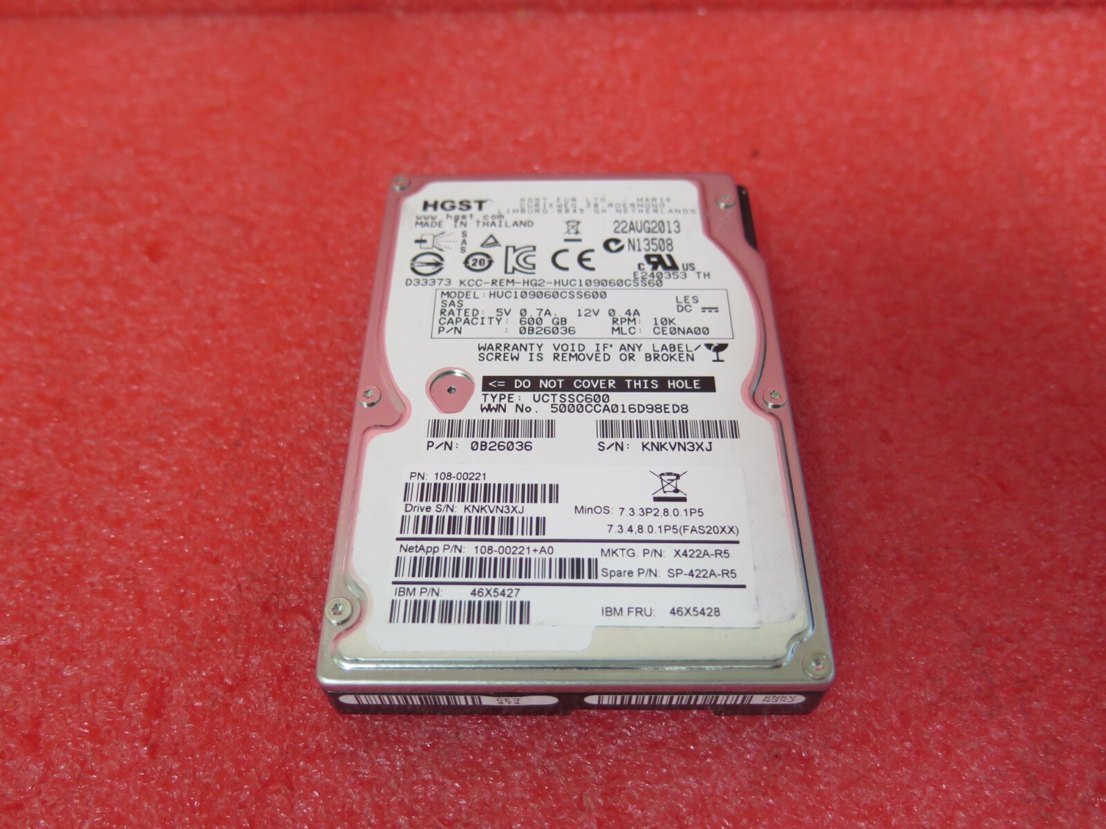 NetApp Hitachi 10K 6Gb/s SAS 2.5" HDD Hard Drive 108-00221+A0 0B26036