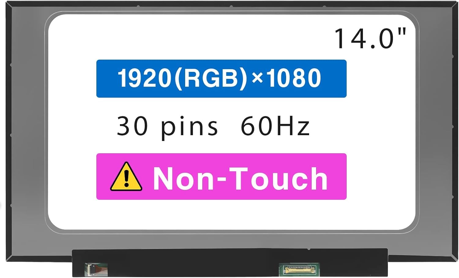 14.0" LCD Screen for HP 14T-DQ100 7AX28AV FHD 30pin Non-Touch Display