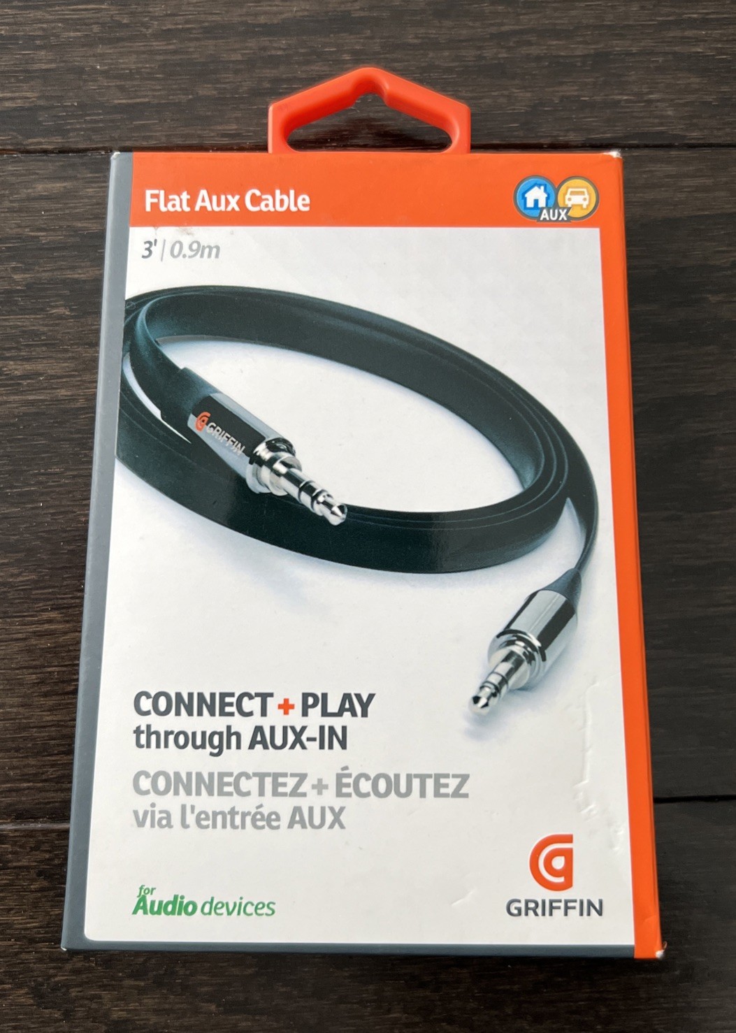 Griffin GC17103 Auxiliary 3.5mm to 3.5mm 3FT Audio Headphone Flat Cable in Black