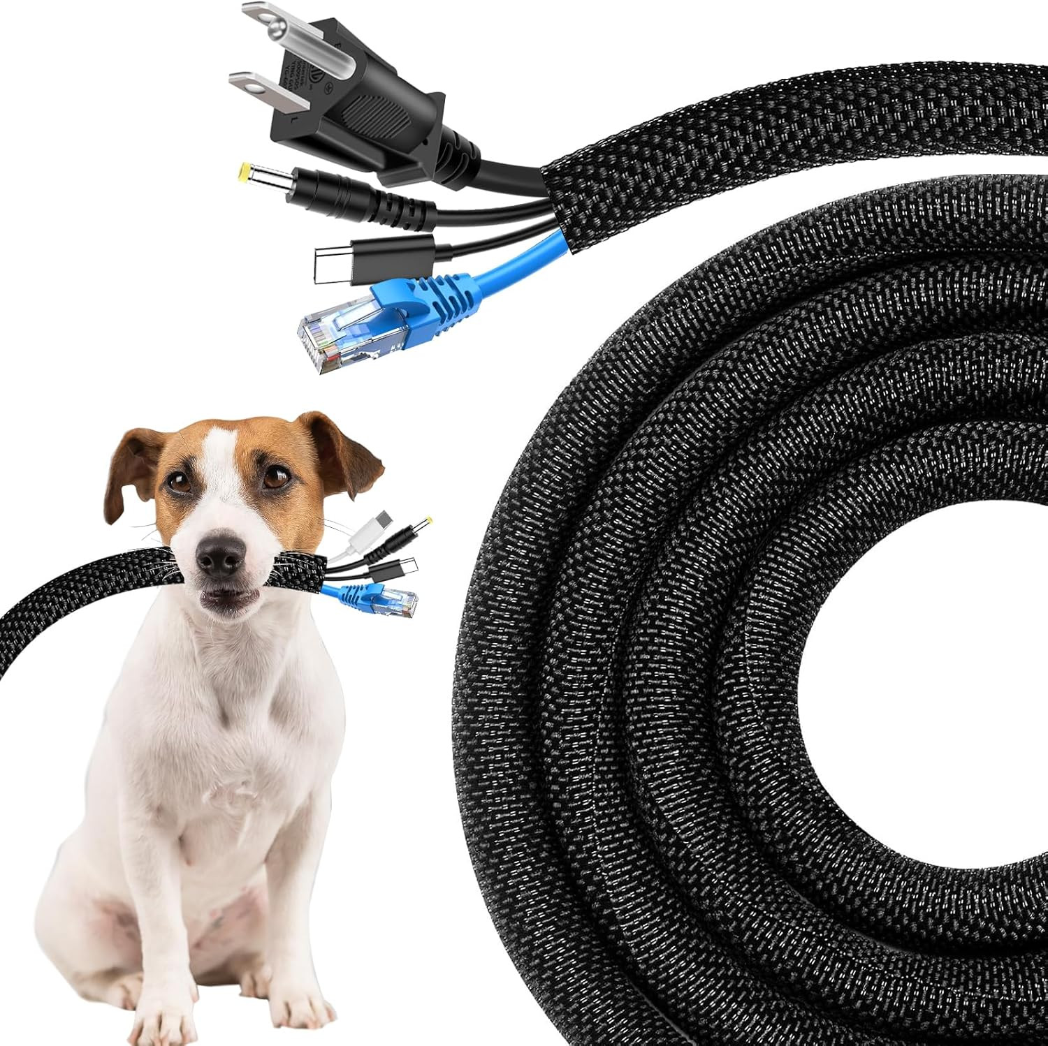 Cord Protectors from Pets No Chew, 10FT - 1/2 Inch, Black