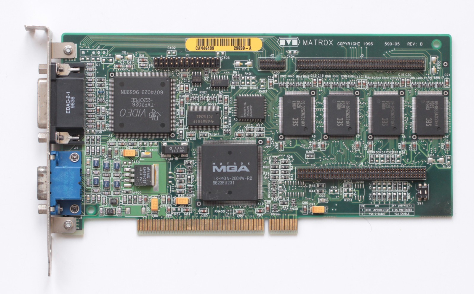 PCI Videocard - Matrox MGA Millennium VID 4MB Model MGA-MIL/4N - TESTED
