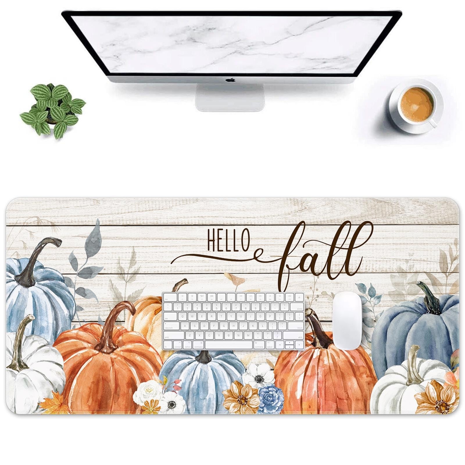 Britimes Large Mouse Pad, Mouse Pad, 31.5 x 15.7 Inch, Pumpkin Blue Orange | ...