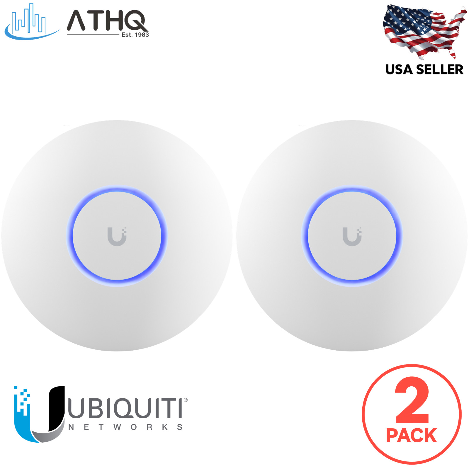 PACK OF 2 Ubiquiti UniFi U6+ Plus Wi‑Fi 6 PoE Gigabit Wireless Access Point NEW