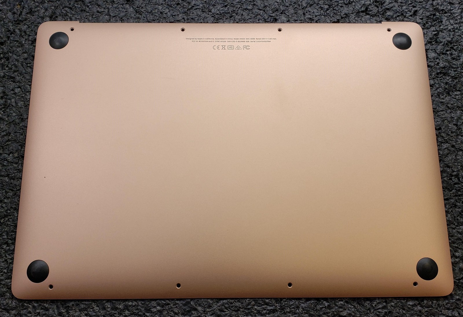 Apple MacBook 12-inch Mid 2017 Bottom Case with Battery Warm Gold 661-09982