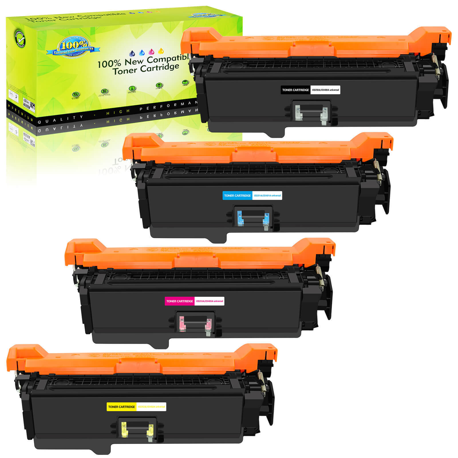 4PK CE250A BK C Y M Toner Set for HP Color LaserJet CP3520 CM3530 CM3530fs