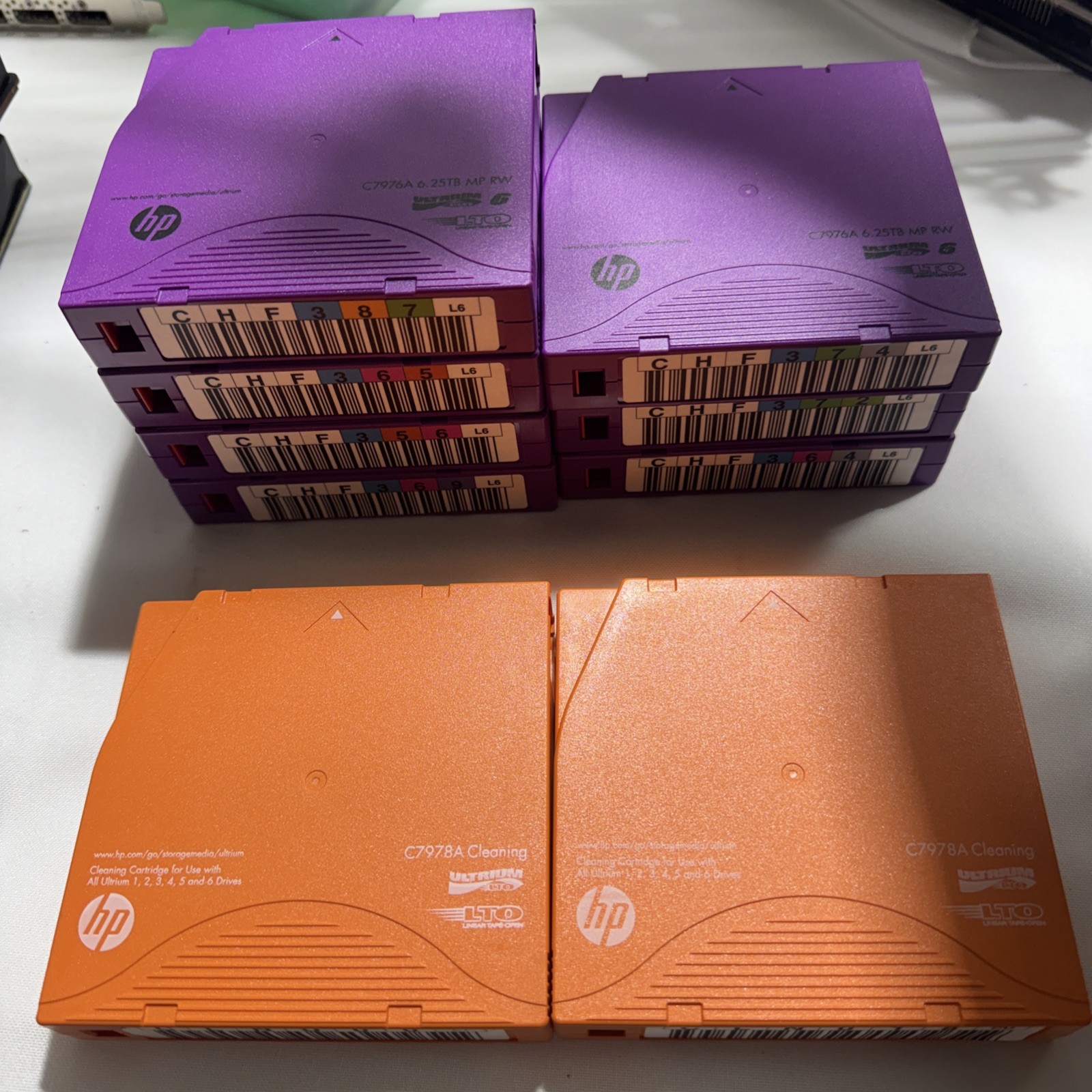 9 Pcs HPE  LTO-6 Ultrium Data Cartridge C7976A 6.2.5TB Native/Compressed &C7978A