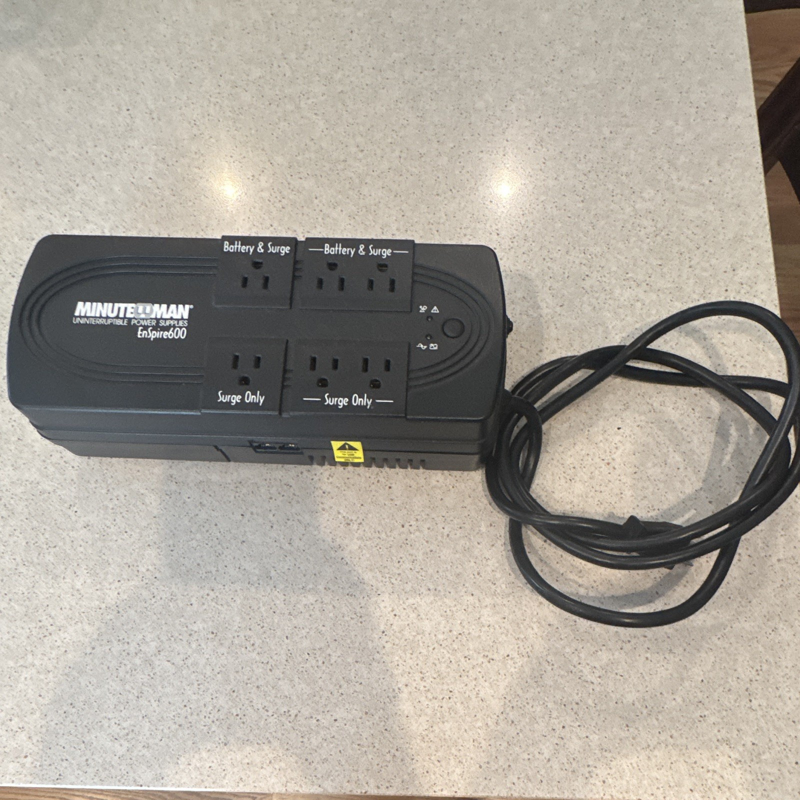 Minuteman EnSpire600 600VA/300W UPS, 6 Outlets, 120VAC, RJ45, Black