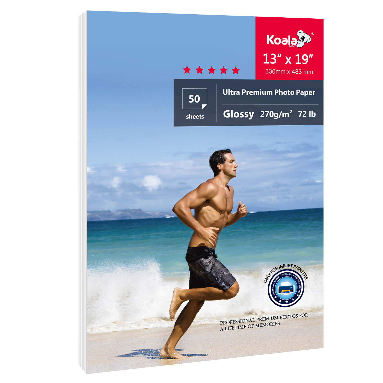 Koala Ultra Premium Photo Paper 13x19 Glossy 72lb Heavyweight for Inkjet Canon