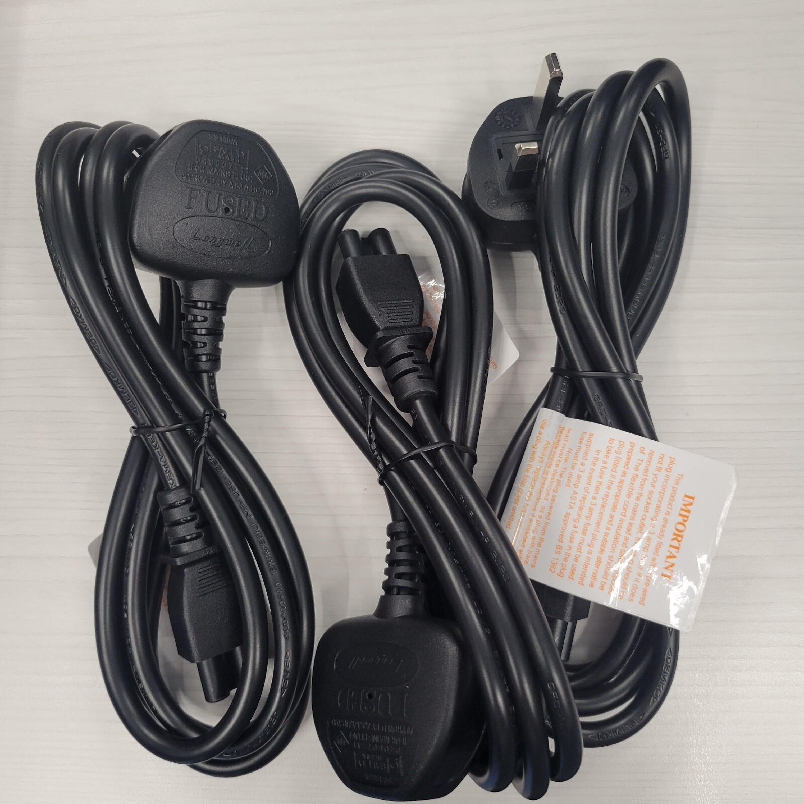 Longwell SS 145/A BS-1363/A LP-60L Longwell LS-7 2.5A 250V Power Cord 6ft 3 Pack