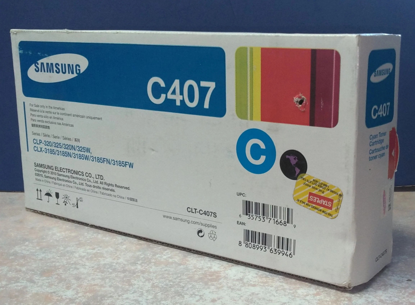Genuine Samsung C407 Cyan Toner Cartridge CLT-C407S New Sealed Box ~ pi