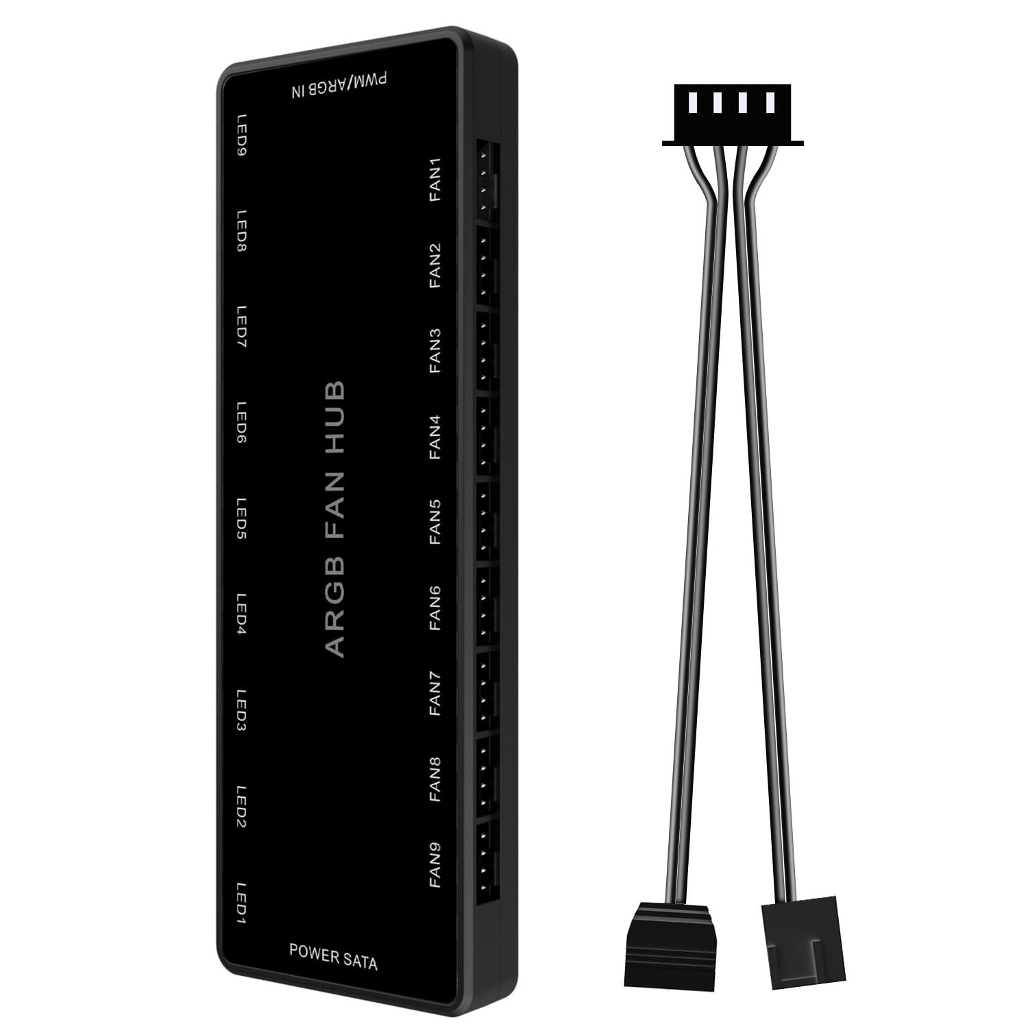 ARGB PWM Fan Hub, Addressable 5V-3PIN 12V 4PIN 2-in-1 RGB Case Fan...