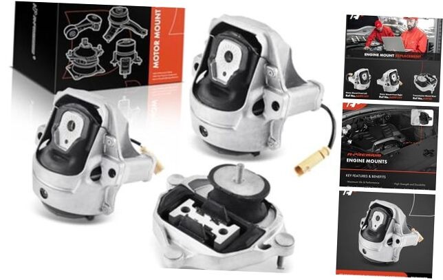 3PCS Engine Motor Mount and Transmission Mount Set Compatible with Audi A4