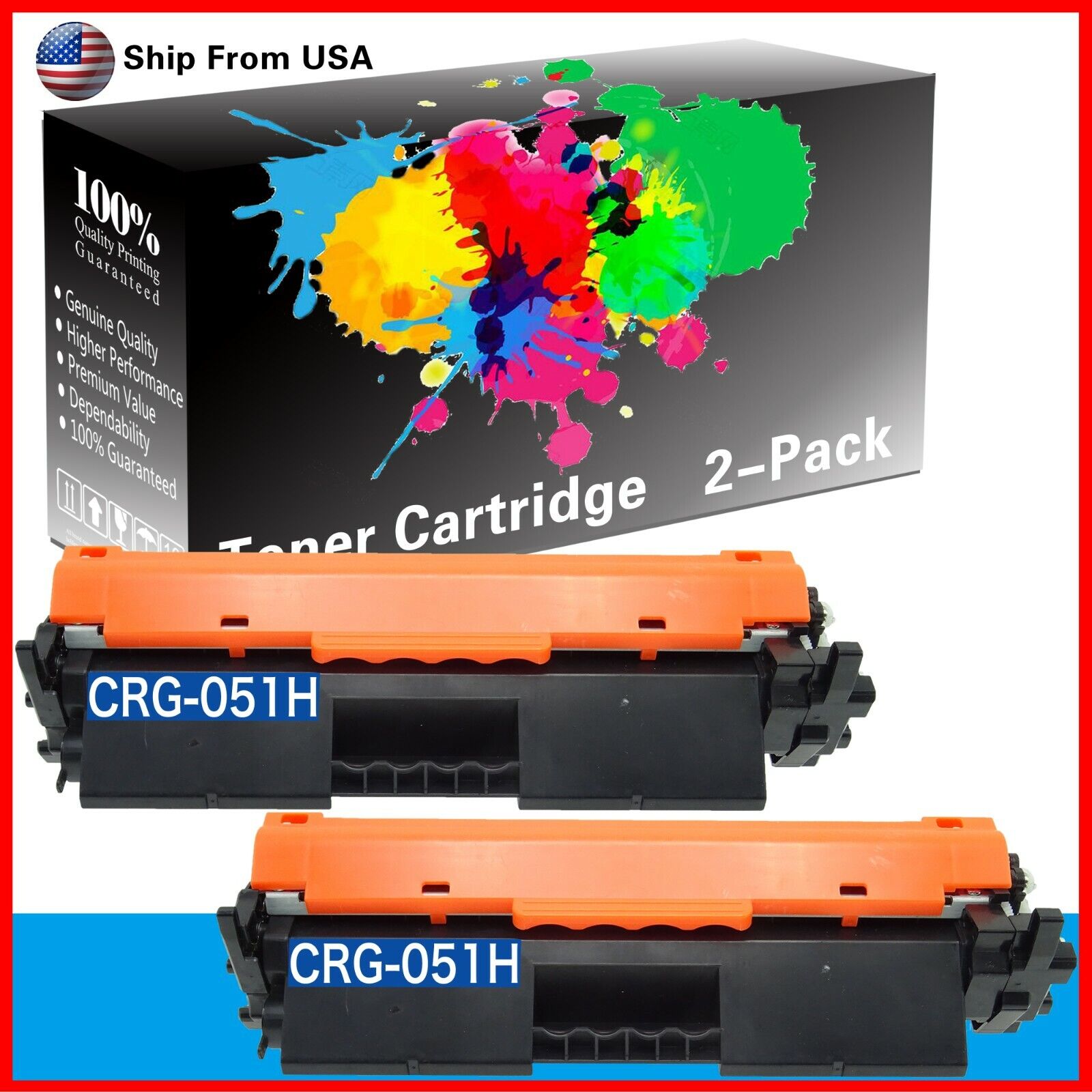 2 PacK CRG 051 CRG051H Toner Cartridge for imageCLASS MF264dw MF269dw