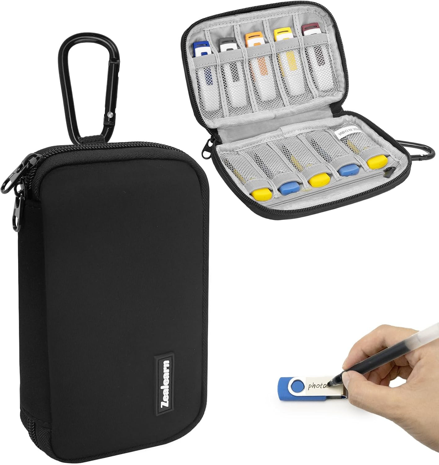 Flash Drive Case with Labels, 10 Slots Thumb Drive Holder, USB Case