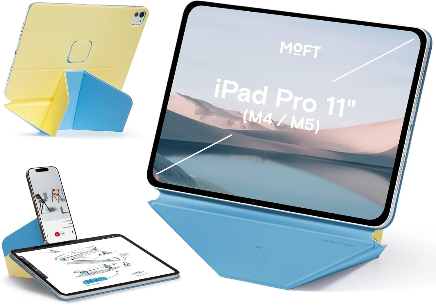 MOFT Dynamic Folio Stand for iPad Pro 11" M5/M4 Panna Cotta Faded Jeans