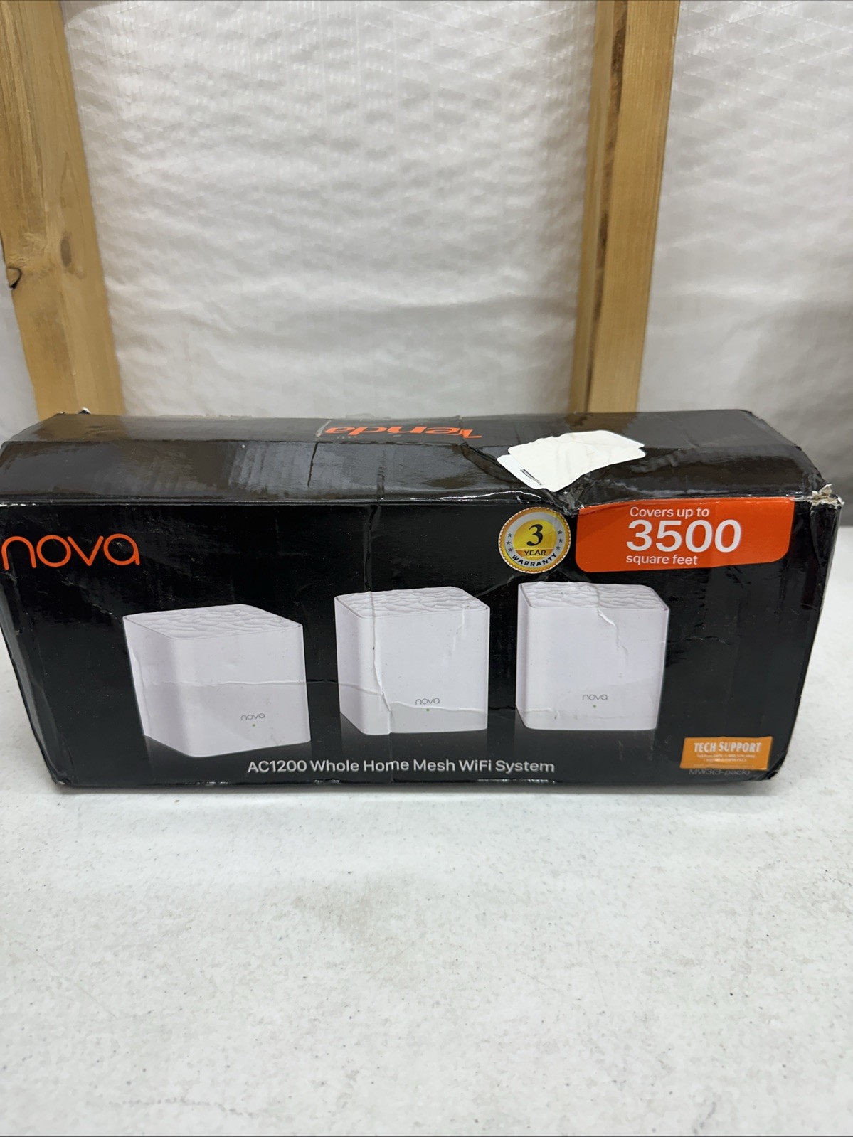 Tenda MW3 3-Pack AC1200 Home Mesh WiFi System 3500 Sqft Open Box - Complete