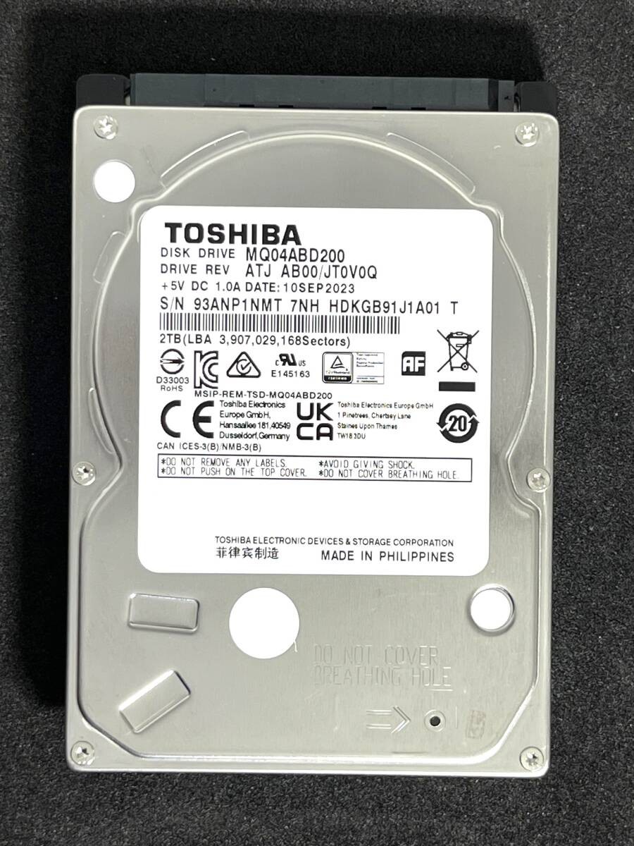 2TB  MQ04ABD200 / TOSHIBA 2023 year model [Usage time: 904h] Low usage 2.5-inch