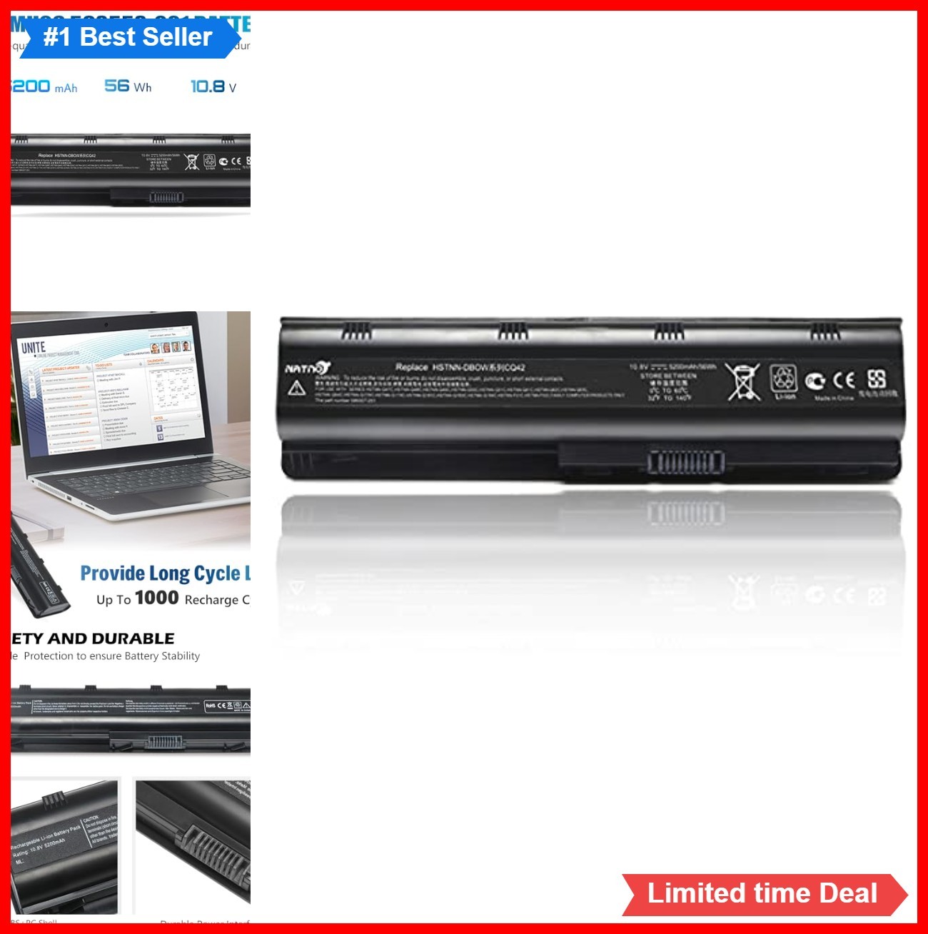 Laptop Battery 10.8V 5200mAh 6 Cell Li-ion for HP Pavilion G6 G7 CQ42 CQ62 DV6