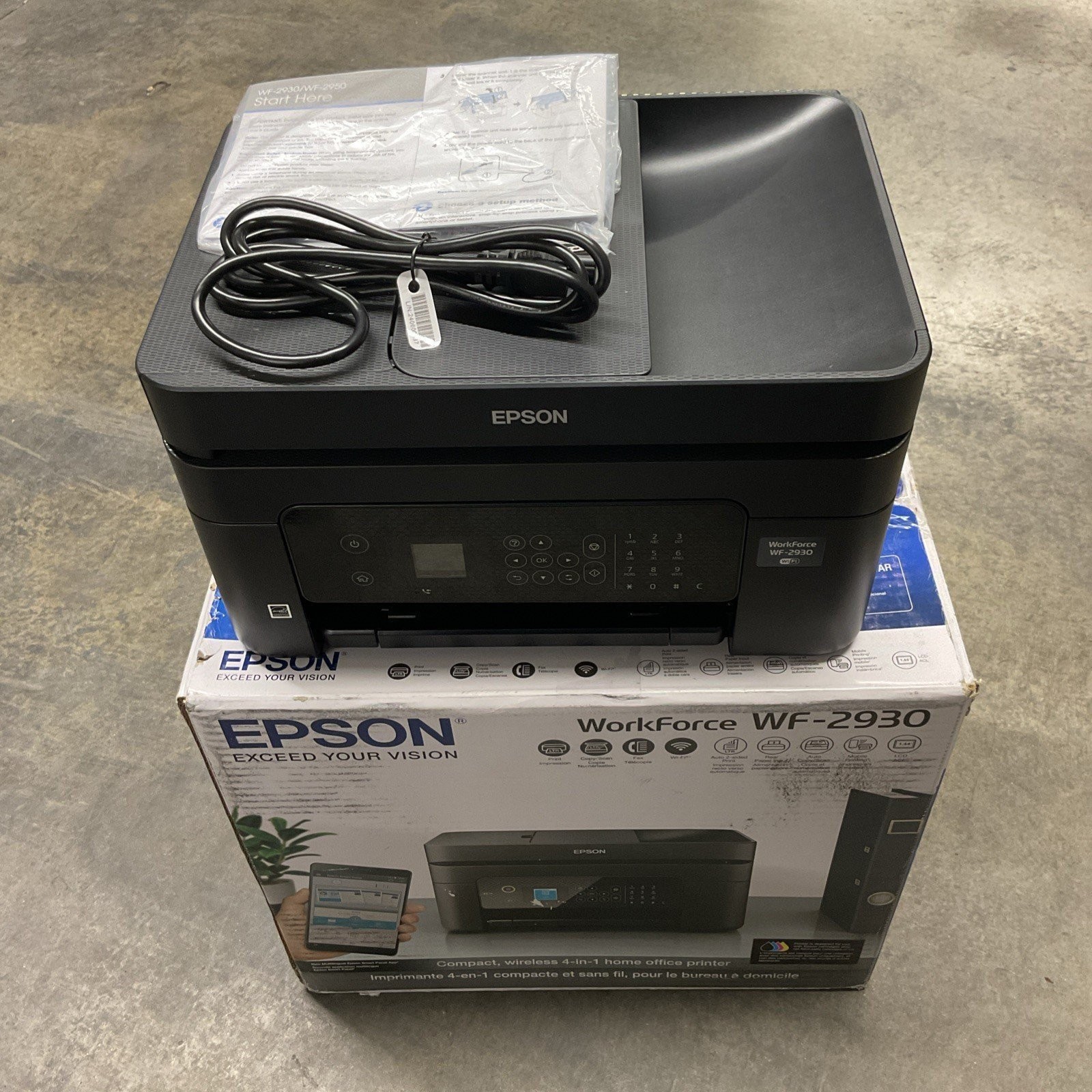 Epson WorkForce WF-2930 Wireless 4-in-One Home Office Printer Black "NO INK"