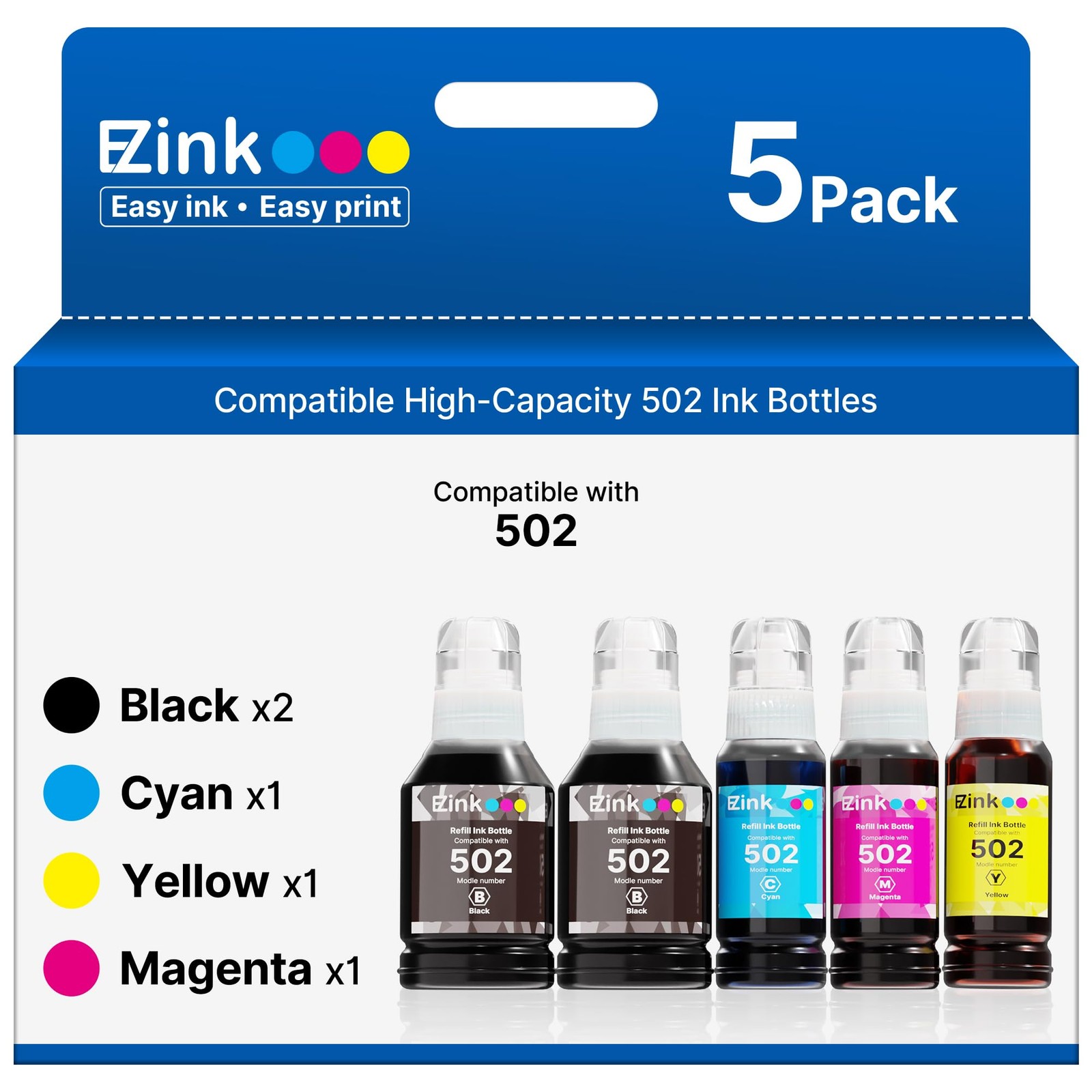 E-Z Ink Compatible 502 Ink Refill Bottles Compatible For Epson 502 Ink Refill