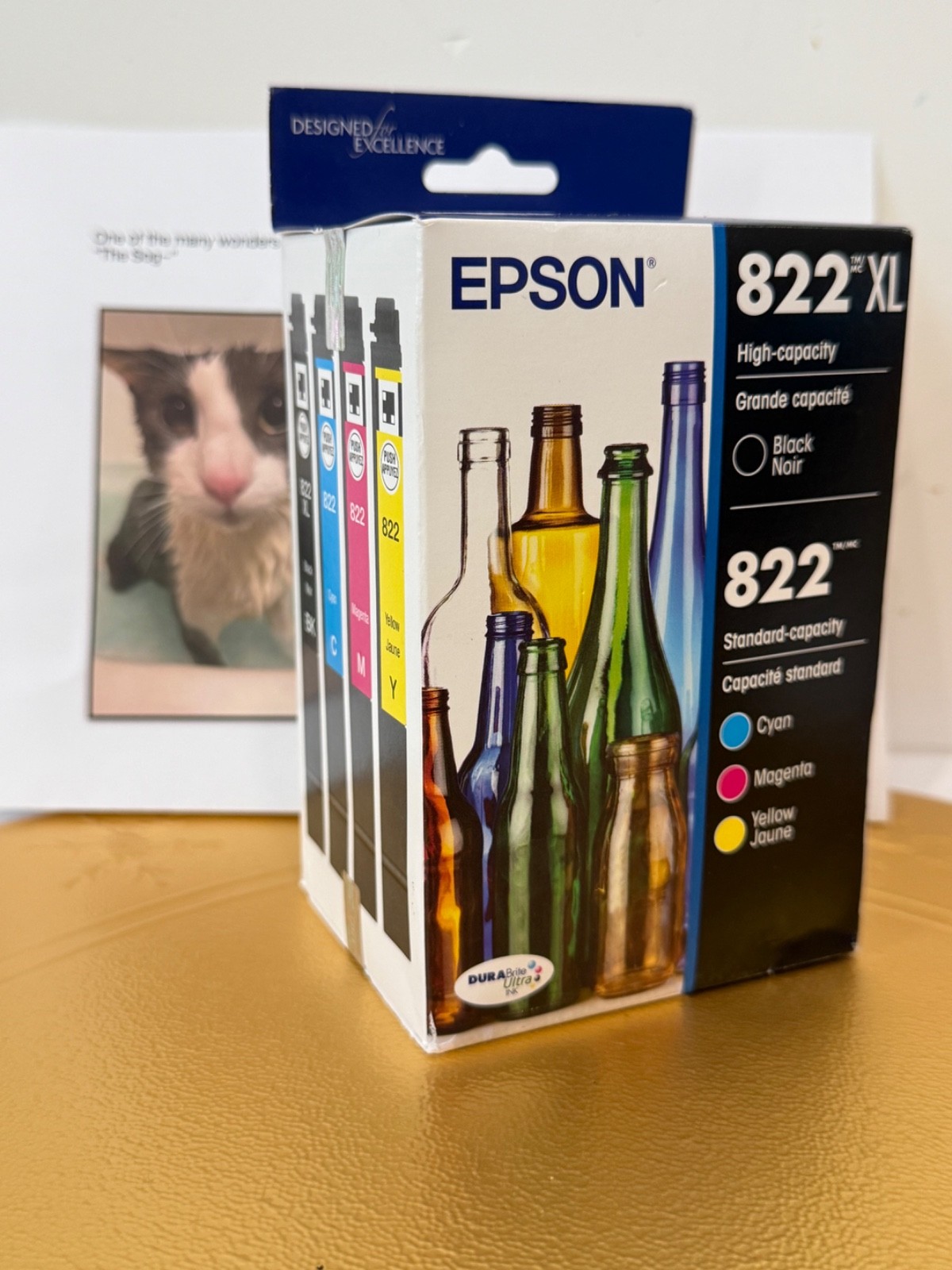 2029 [SEALED] Genuine Epson Ink 822XL High-Yield Black 822 CMY T822XL-BCS 4 Pack