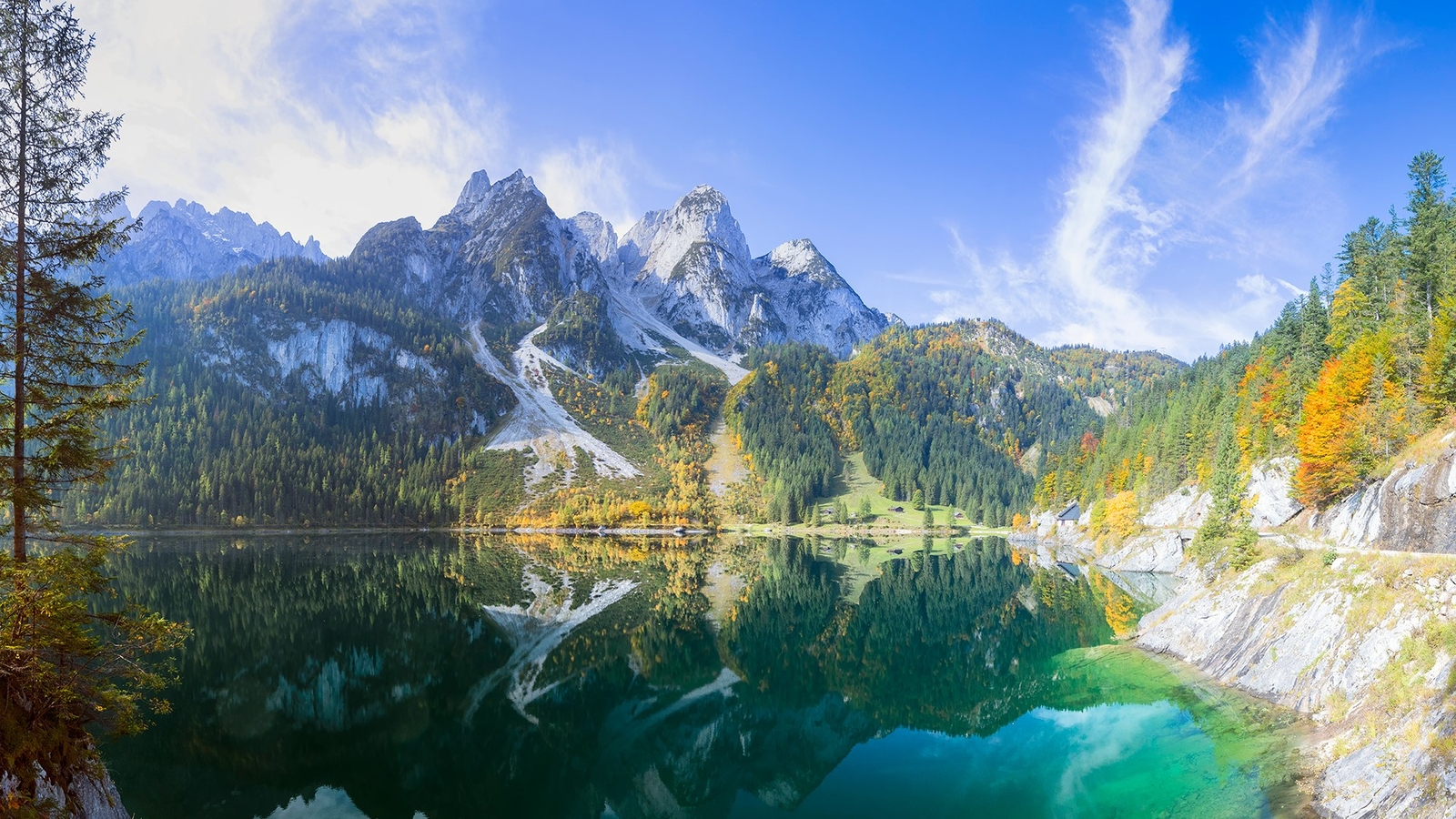 Landscape forest nature fall clear water reflection Custom Gaming Mat Desk
