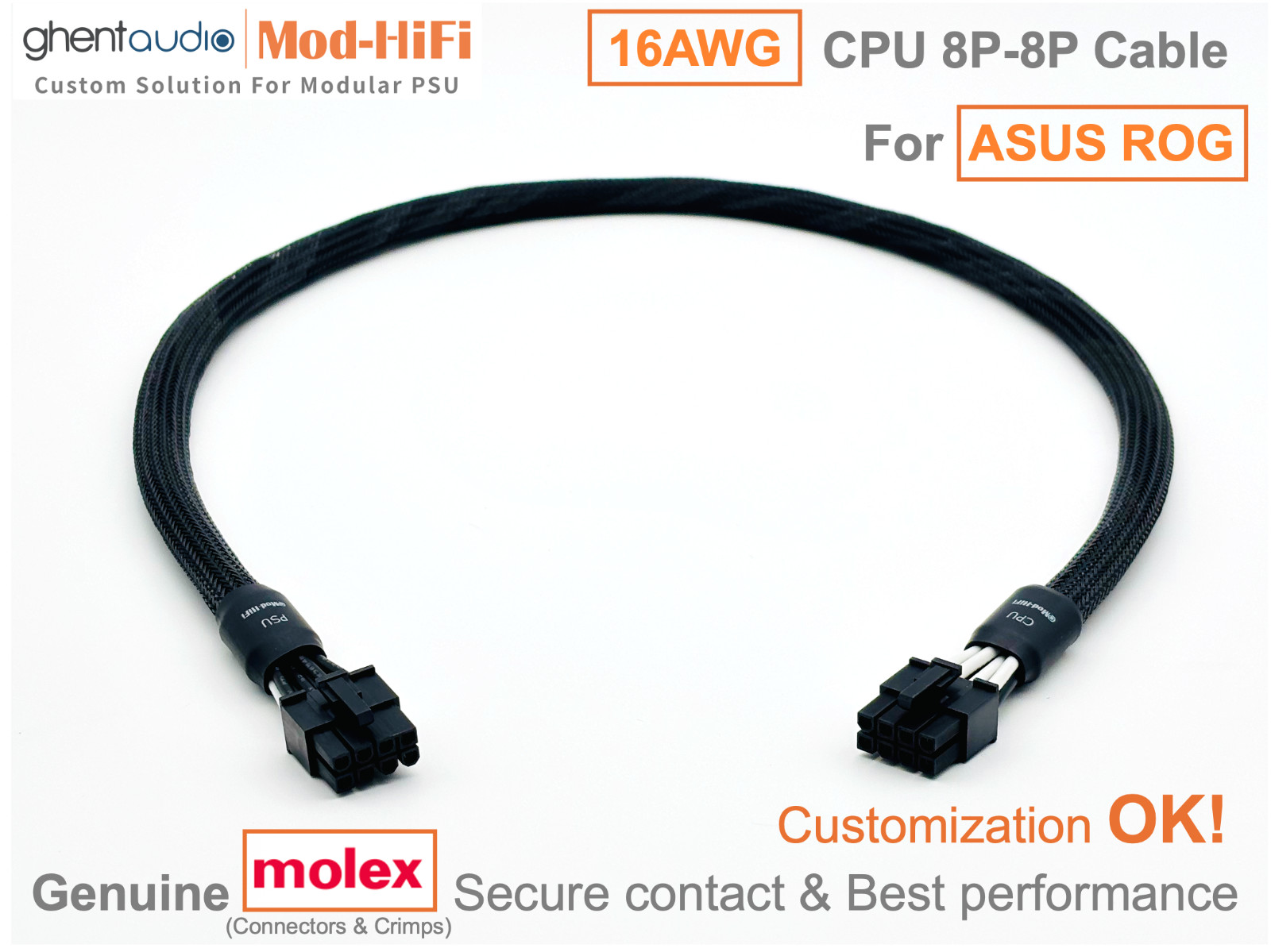 ⚡️16AWG CPU 8-Pin Cable for ASUS ROG STRIX 1000W Gold -📏70cm / 27 inch