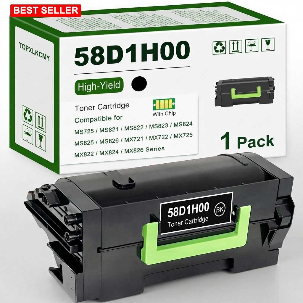 58D1H00 High Yield Black Toner Cartridge 1 Pk Replacement Lexmark MS725, MS821
