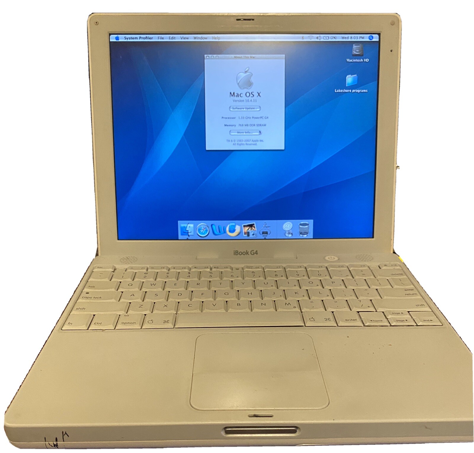 Apple iBook A1133 12.1" Notebook/Laptop w/ PowerPC G4 1.33Ghz 768MB RAM 60GB HDD