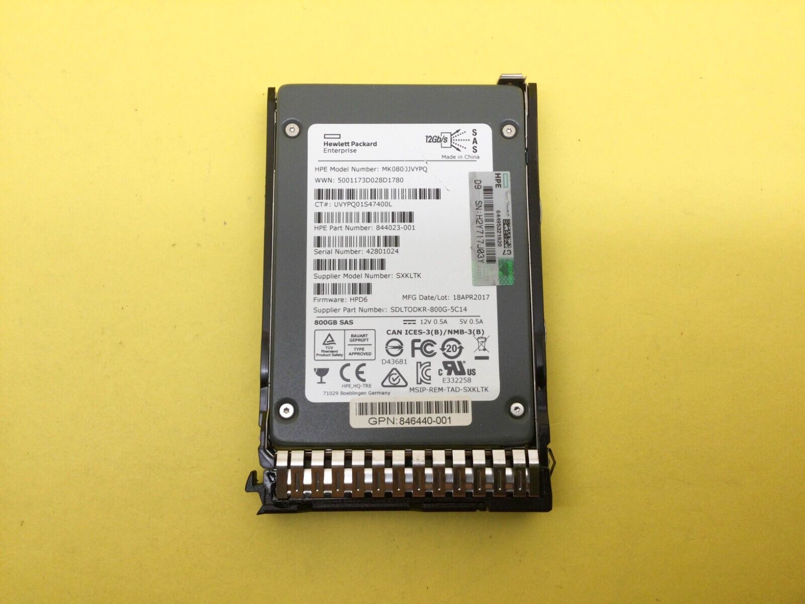 846434-B21 HPE 800GB SAS 12G MIXED USE SFF SC SSD 846624-001
