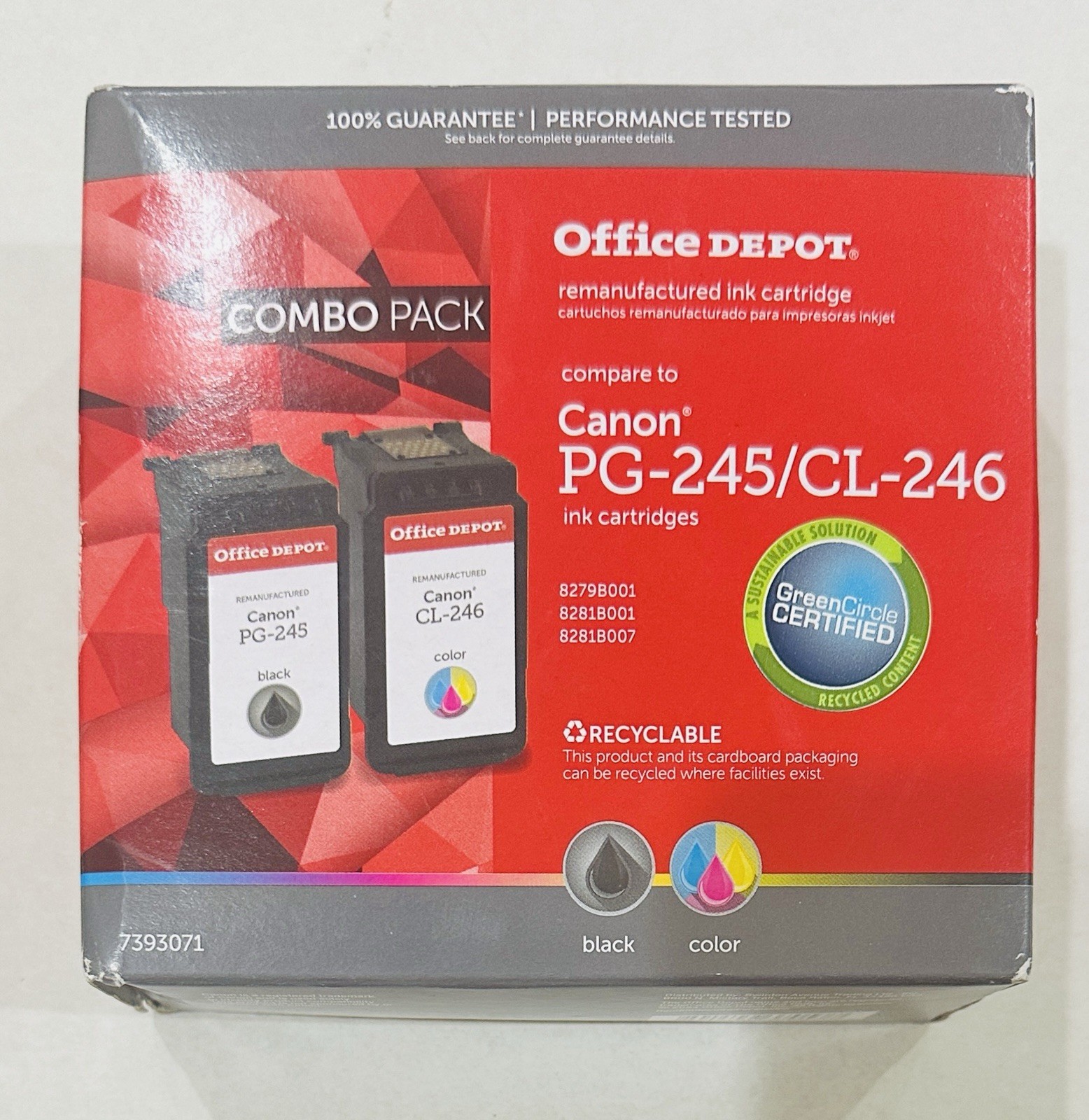 Office Depot Canon PIXMA Black PG-245 Color CL-246 Ink Cartridges Fits 17-Models