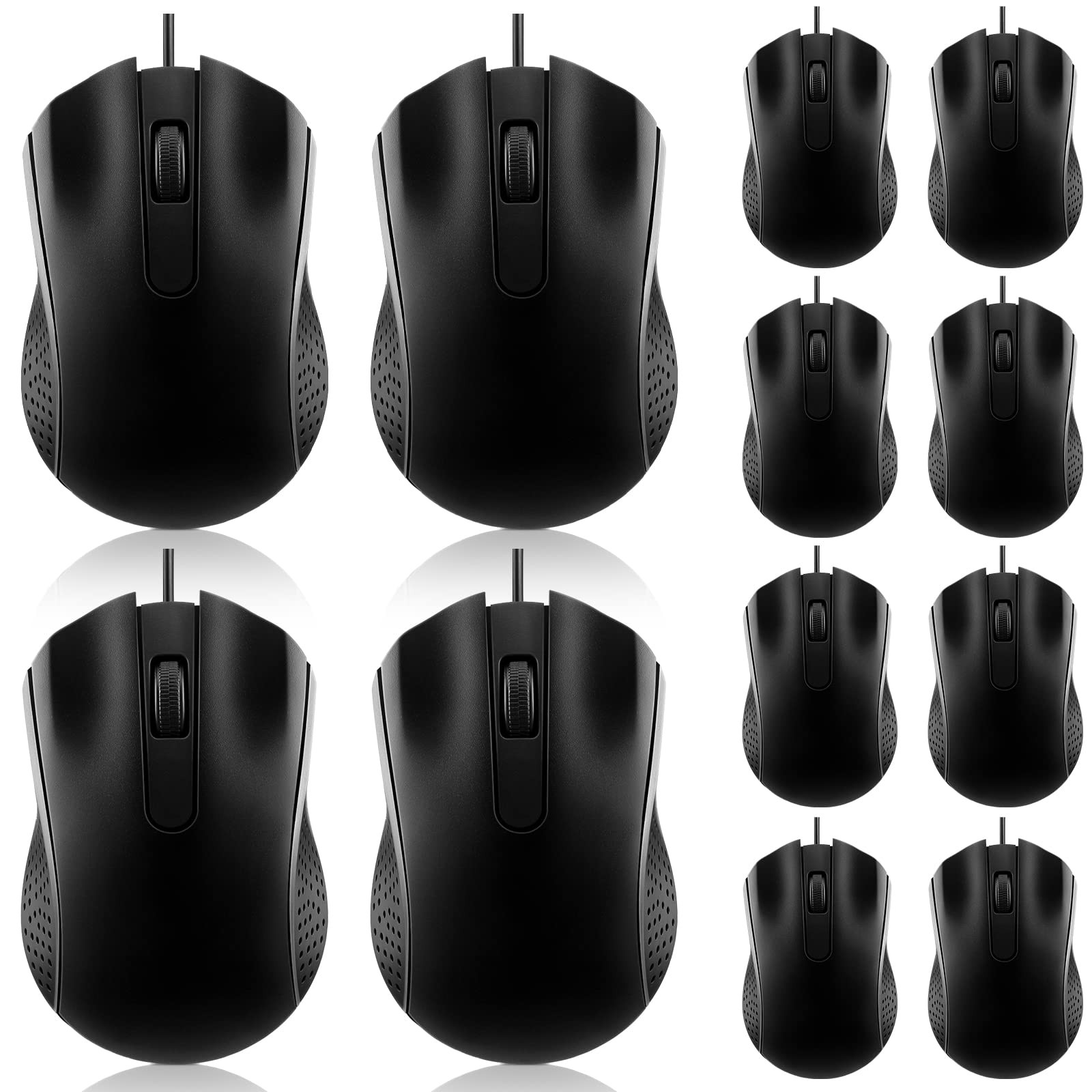 Bulk Wired Mouse 12 Pack USB Computer Mice Black